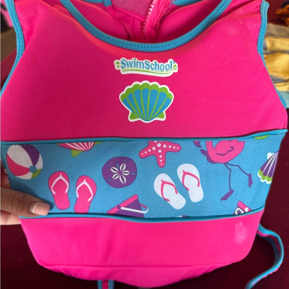 Aqua Pink and Blue Rashguard Swim Top